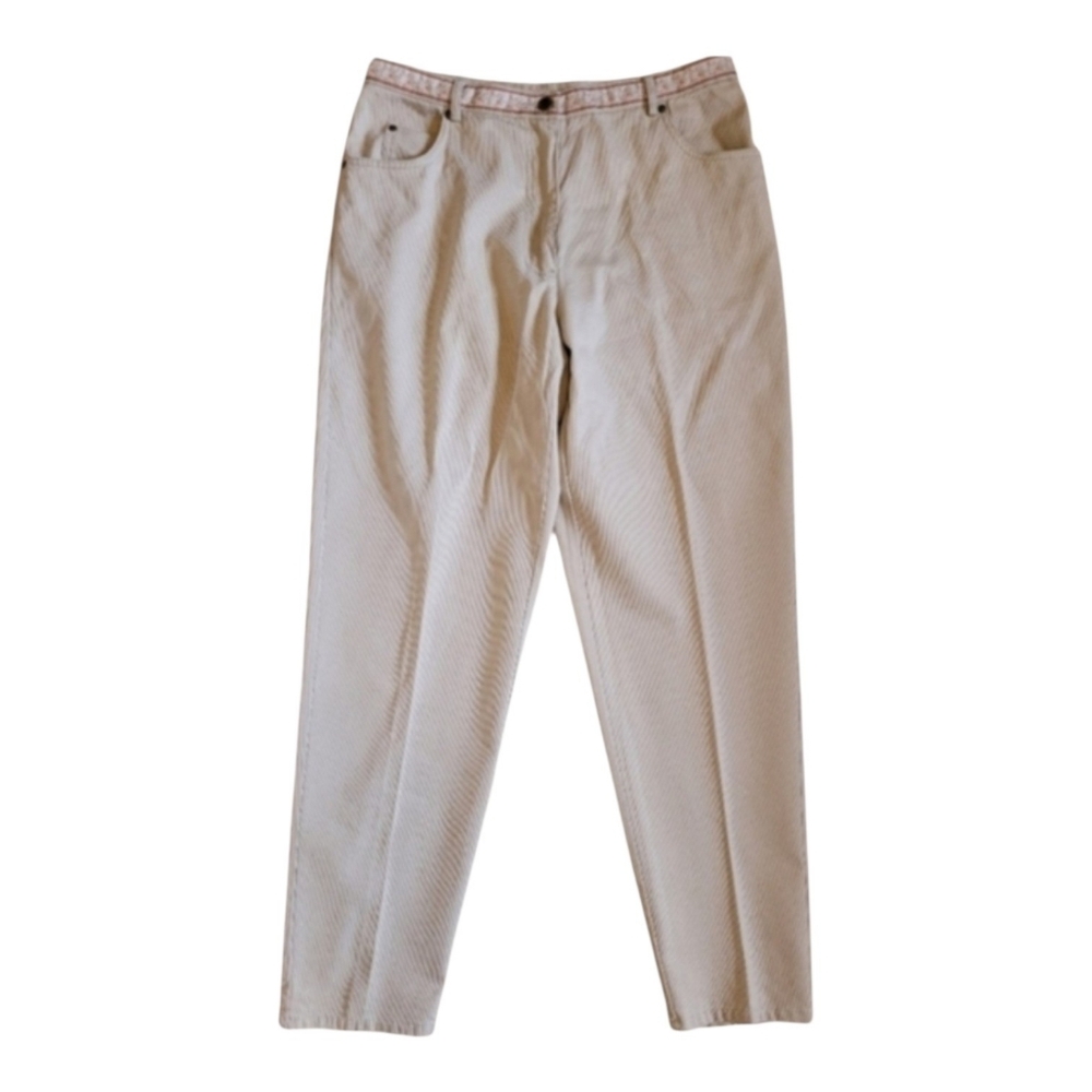 100% Cotton Corderoy Pants Earth Angel Almond  Floral Ribbon Susan Bristol